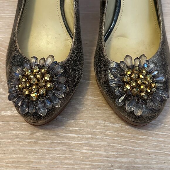 Coach Women's Bergen Soft Crackled Leather Beaded Flower Heel Pump 10B - Picture 8 of 9